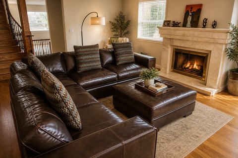 Therapy lounge with fireplace at Elijah's House residential rehab in Pasadena, CA